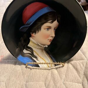 Vintage hand painted Plate with Portrait